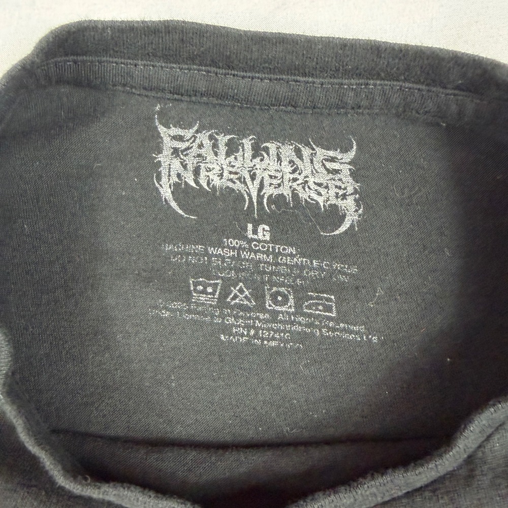 Falling In Reverse Band Tee Black Hooded Skeleton Graphic T-Shirt Mens Large LG - Picture 2 of 2